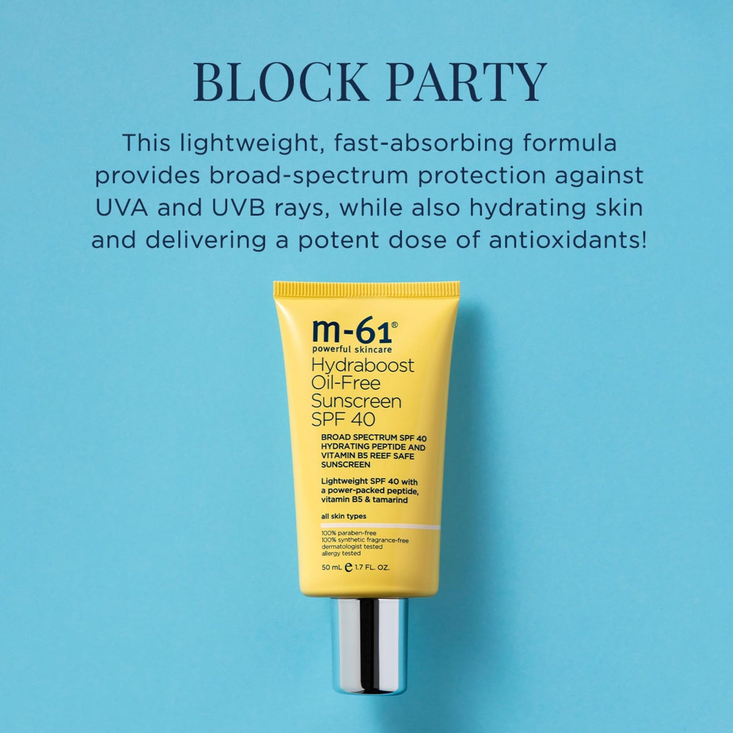 m-61 Hydraboost Oil-Free Sunscreen SPF 40 | Lightweight, Oil-Free SPF 40 With A Power-Packed Peptide, Vitamin B5, Tamarind, 1.7 Fl Oz Beauty & Personal Care m-61