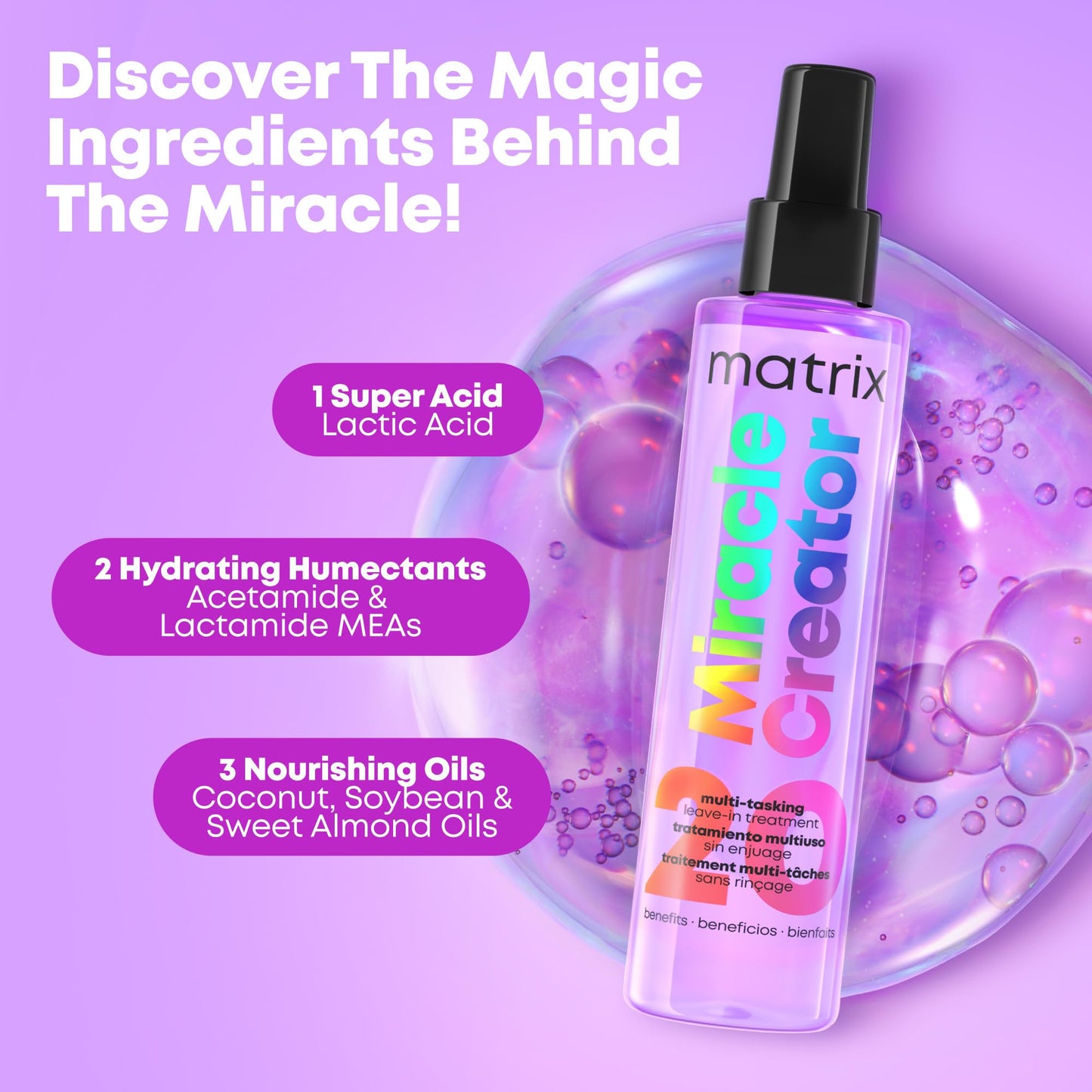 Matrix Miracle Creator Leave-In Conditioner Spray - Heat Protectant, Anti-Frizz, Moisturizing & Detangling, Adds Shine, Primes For Styling, Beauty and Personal Care MATRIX