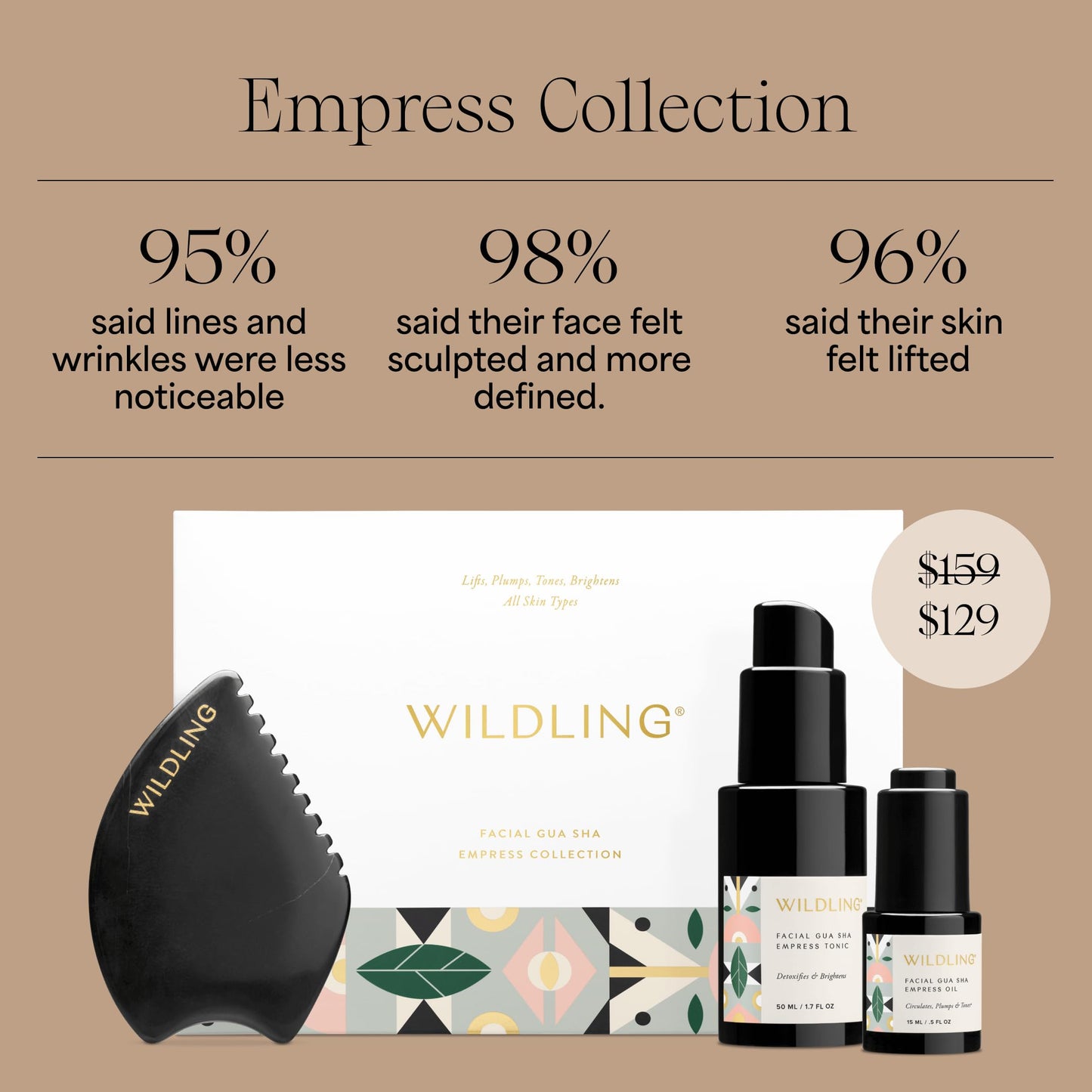 WILDLING Empress Facial Gua Sha Set I Facial Massage Tool + Facial Toner + Facial Oil to Lift, Plump, Tone + Sculpt I Patented Design 100% Authentic Beauty & Personal Care Wildling