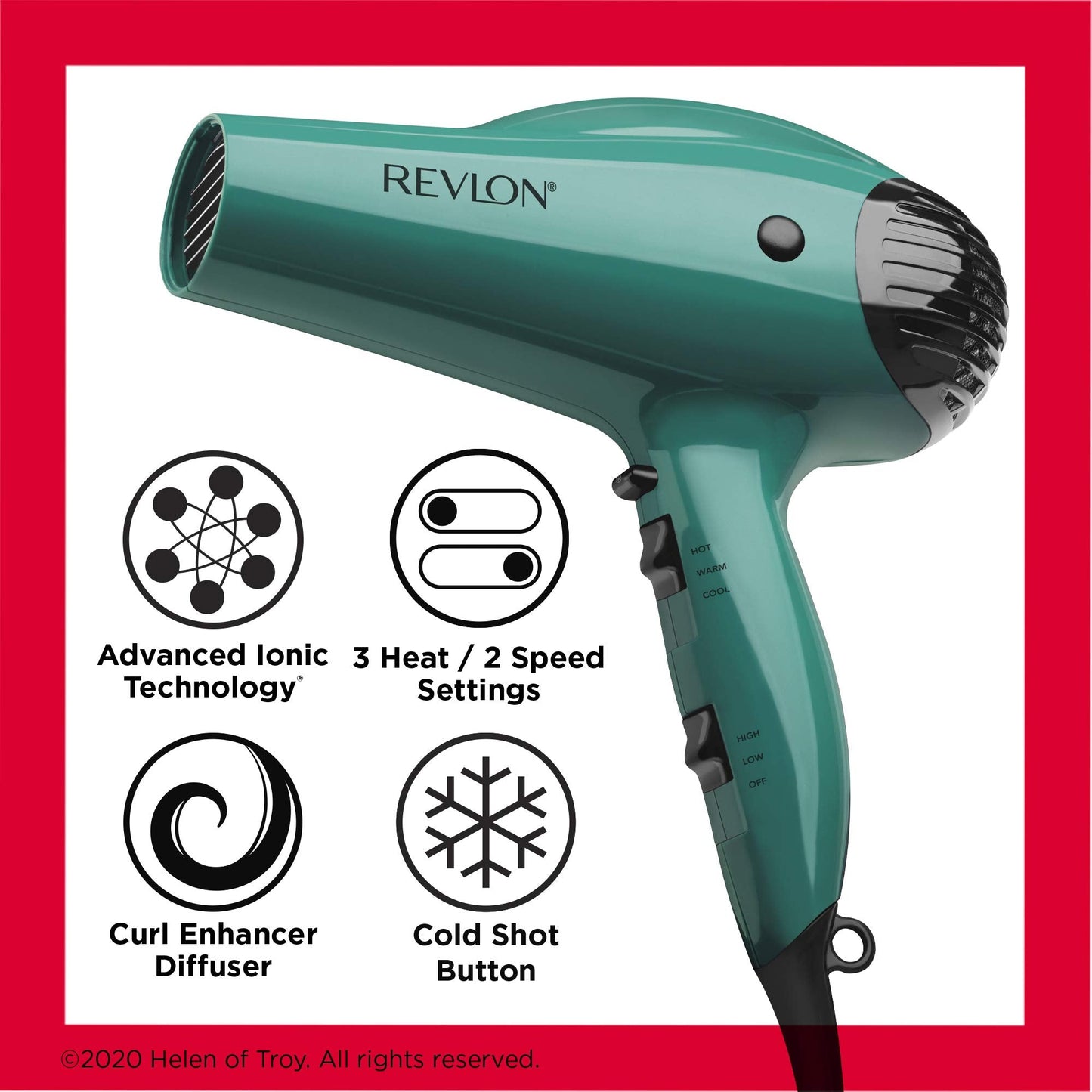 Revlon Volume Booster Hair Dryer | 1875W for Voluminous Lift and Body, (Green) Beauty & Personal Care REVLON