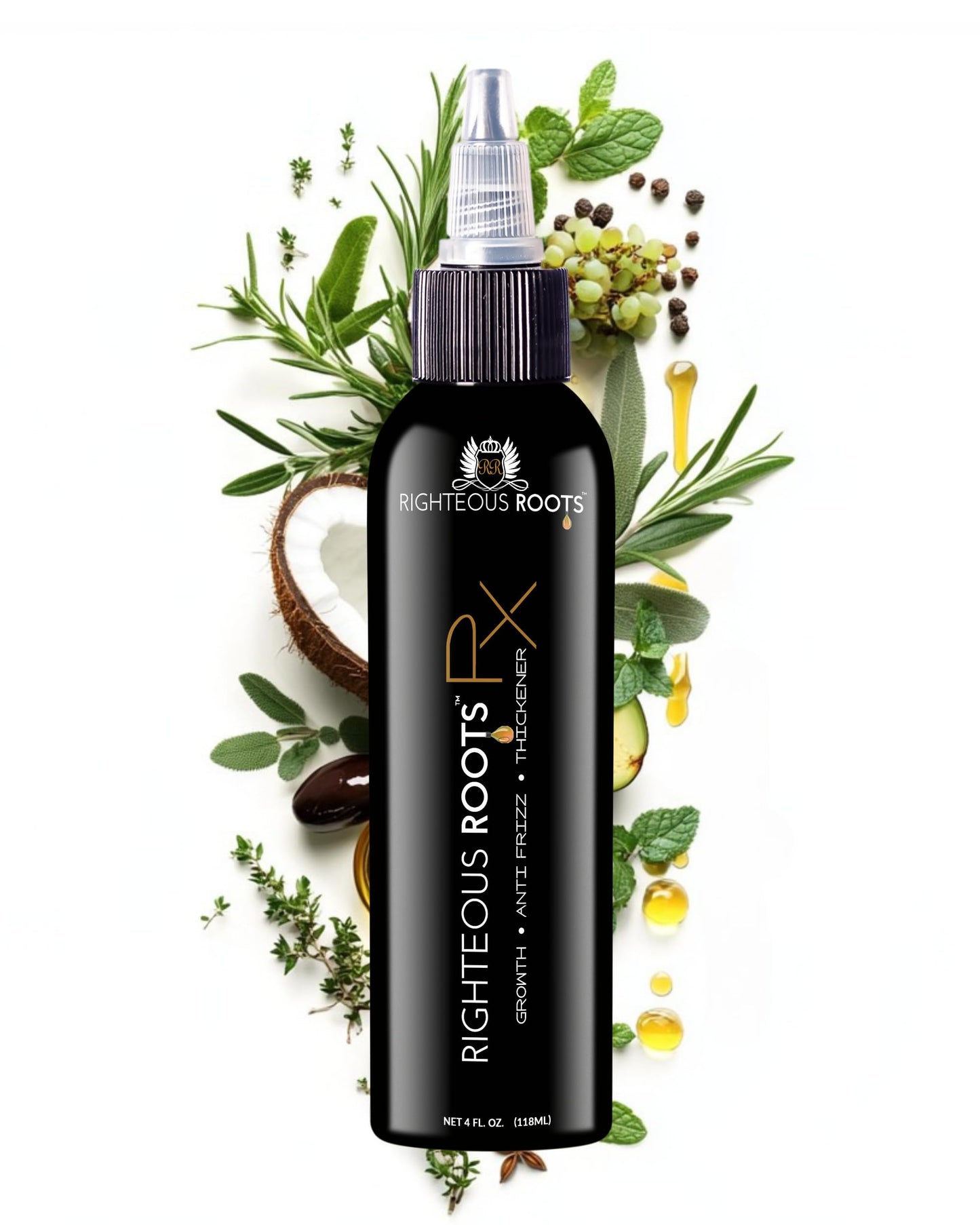 Righteous Roots Rx Hair Oil – Hair Growth, Anti-Frizz & Thickening Oil for Curly, Wavy, Natural Hair & Beards – 4 fl oz (Hair RX) Beauty & Personal Care Righteous Roots
