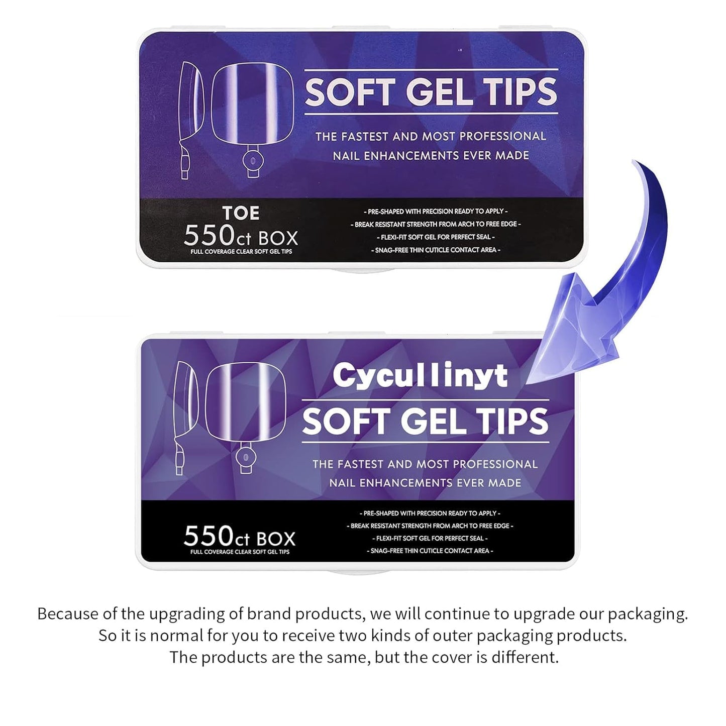 Cycullinyt 550pcs Square Soft Gel Toe Nail Tips, 11 Sizes Square Toenails Full Cover Acrylic Press on False Nail Tips No Trace for Beginners Beauty & Personal Care Cycullinyt