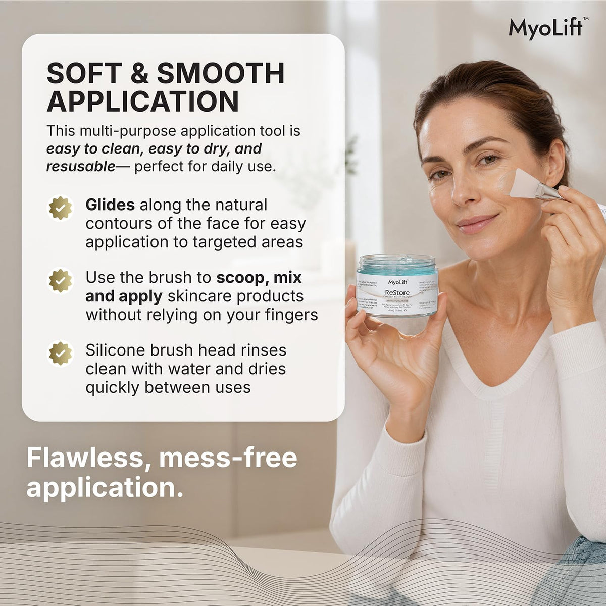 MyoLift 7eWellness Applicator Silicon Brush - Mask applicator for Facial Skincare, Reusable brush for Anti Aging mask, Soft & Durable Face Mask