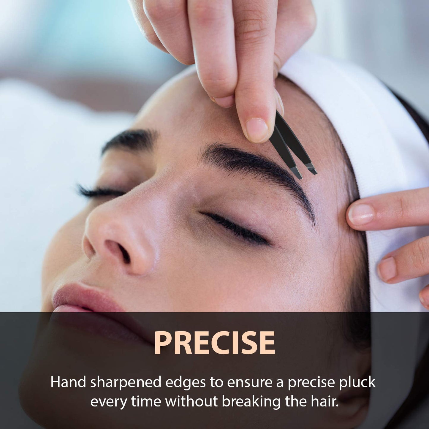 Tweezees Precision Black Stainless Steel Tweezers | Professional Slant Tip & Splinter Tip Tweezer For Eyebrows | Extra Sharp Hair Removal Tool | Beauty & Personal Care Tweezees
