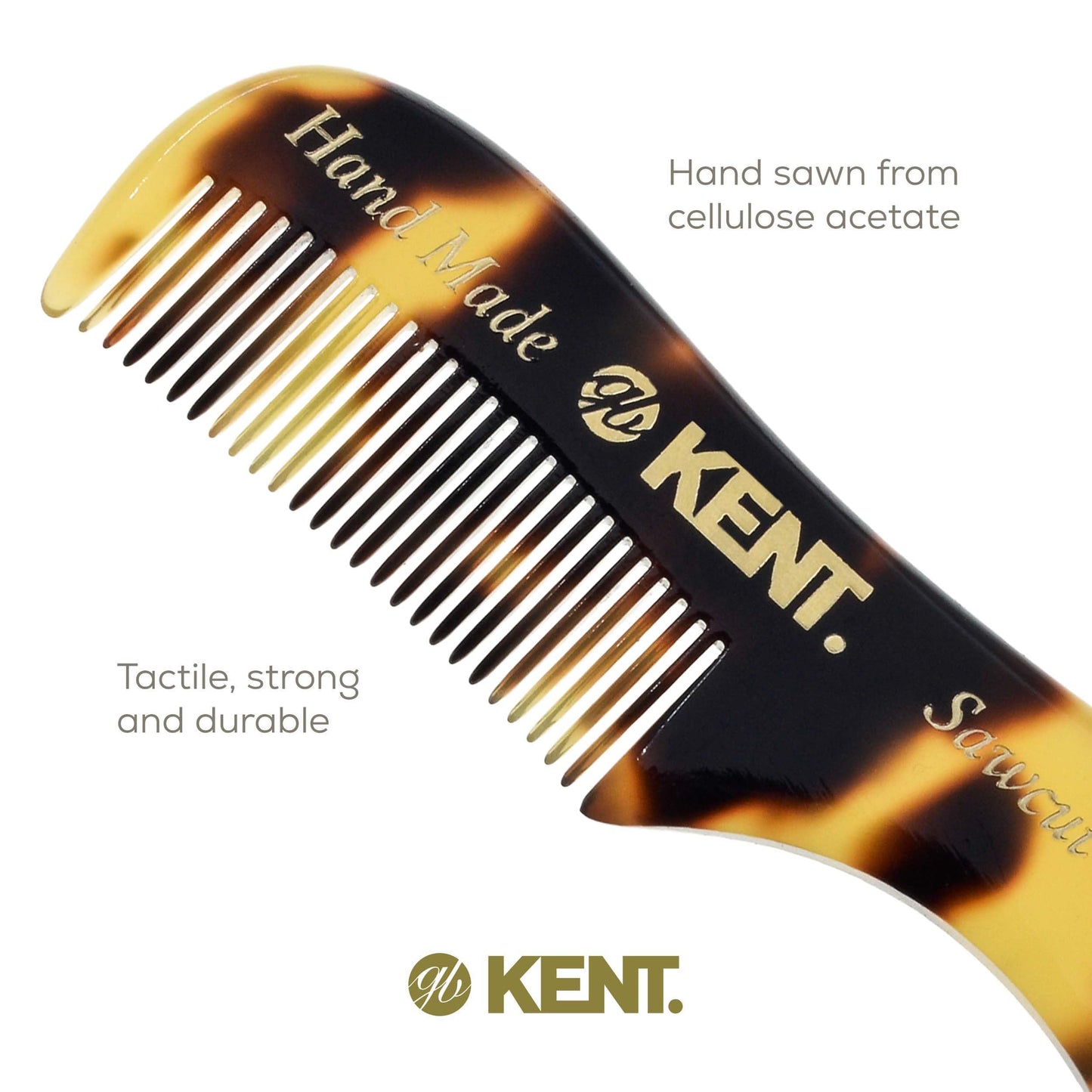 Kent A 81T TY X-Small Gentleman's Beard and Mustache Pocket Comb, Fine Toothed Pocket Size for Facial Hair Grooming and Styling. Saw-cut of Cellulose Beauty and Personal Care KENT
