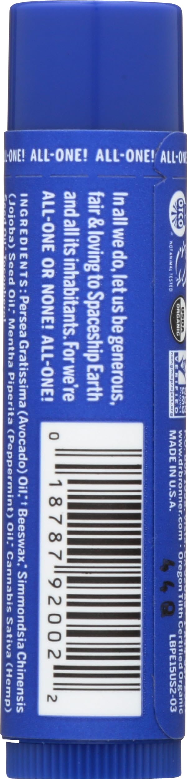 Dr Bronner's, Lip Balm Peppermint Organic, 0.15 Ounce Beauty and Personal Care Dr. Bronner's
