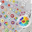 New Sunflower Nail Art Sticker Decals 5D Embossed, Summer Sun Happy Flower Rainbow Nail Art Decoration Sticker (3 Sheets) Beauty & Personal Care TPhaelay