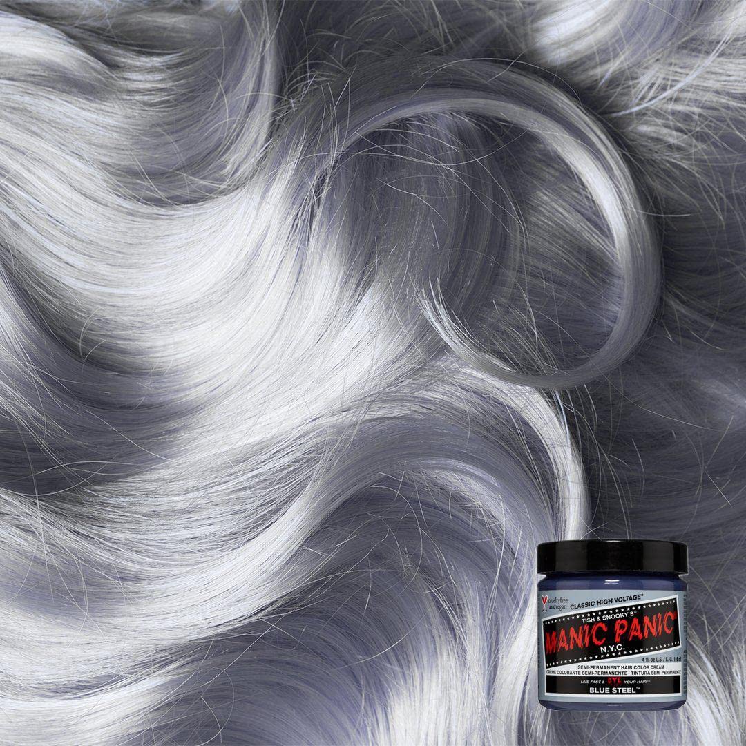 MANIC PANIC Classic Blue Steel Semi Permanent Hair Color - Cool Silver Hair Dye for Women & Men That Lasts 4-6 Weeks - Vegan, Ammonia & Cruelty-Free Beauty & Personal Care MANIC PANIC