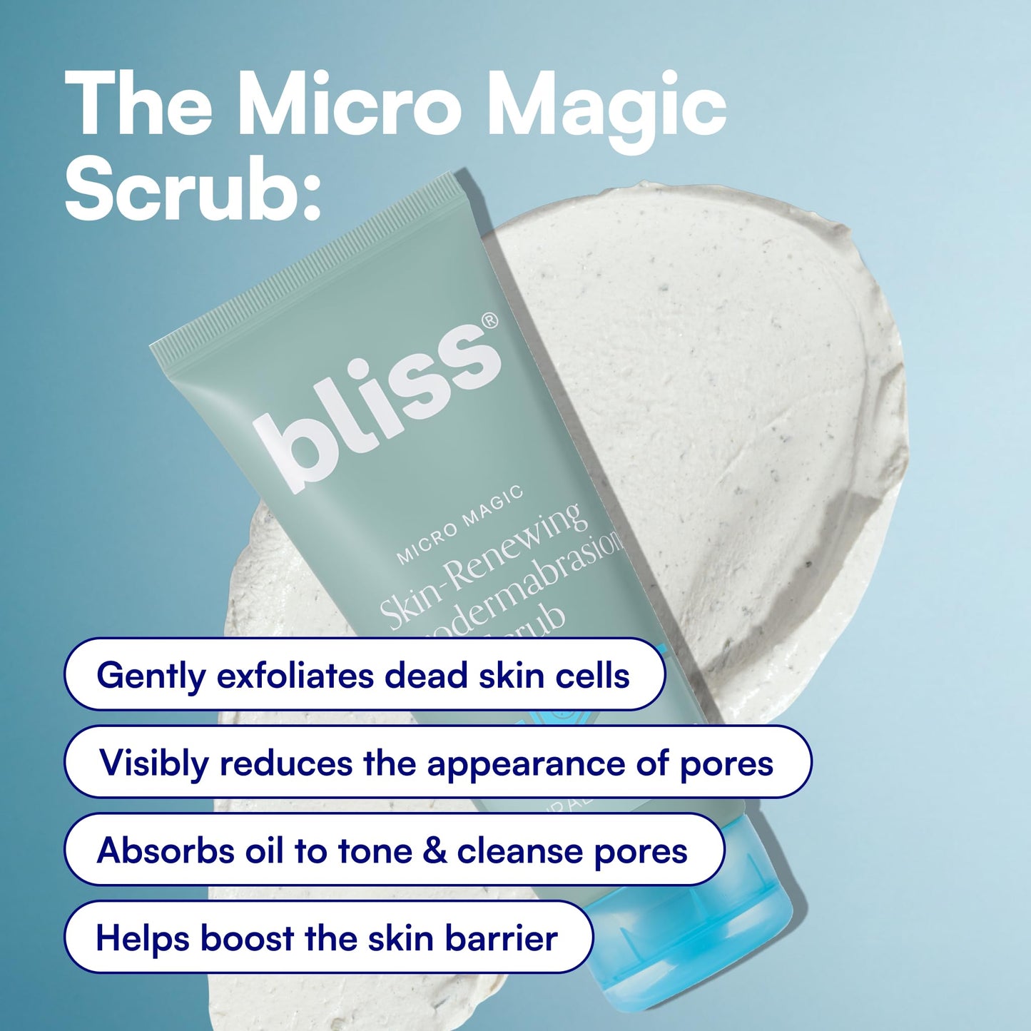 Bliss Micro Magic Skin-renewing Microdermabrasion Scrub | Smoothing Volcanic Pumice & Purifying Kaolin Clay | Refreshed Glow Straight-from-the-Spa | Beauty & Personal Care Bliss