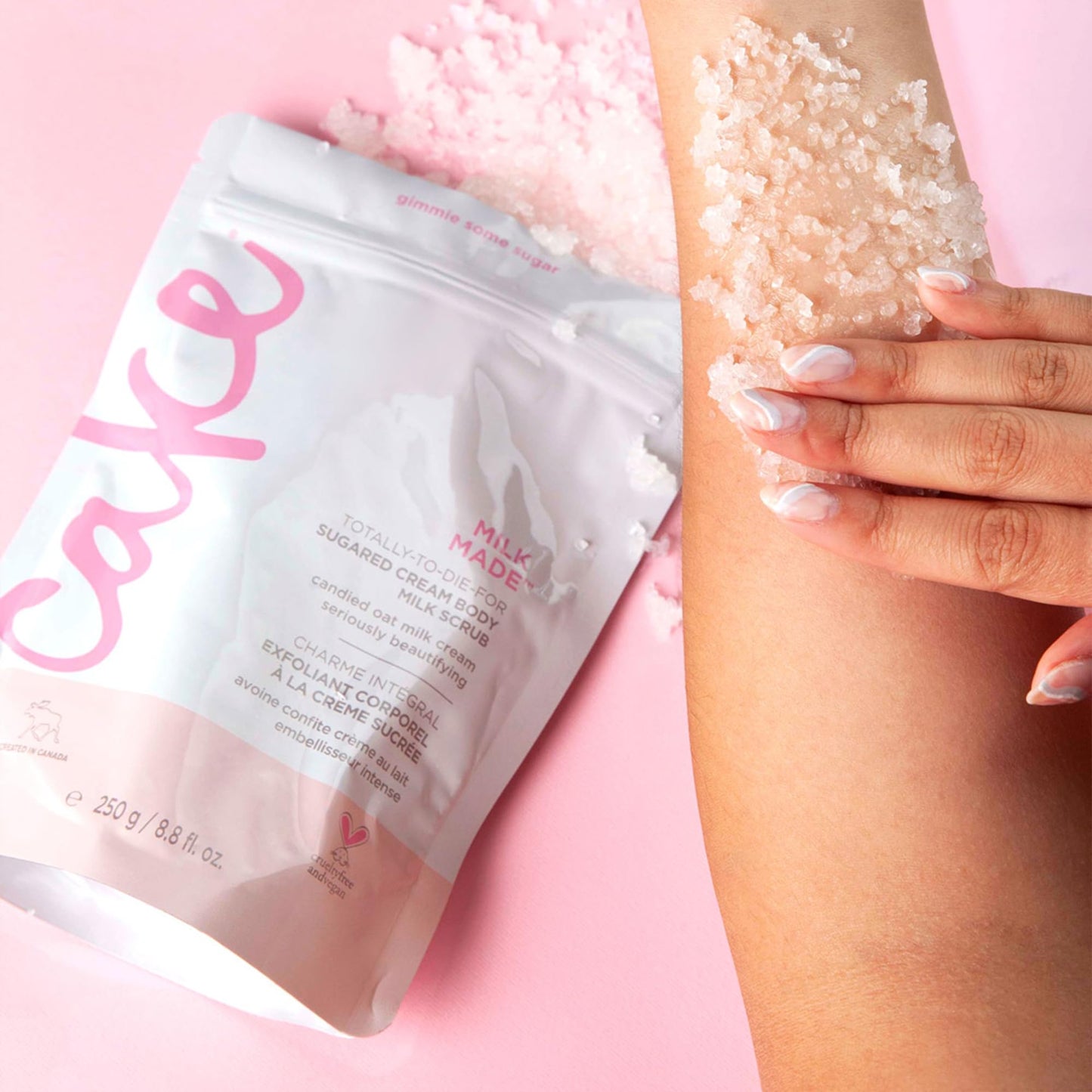 Cake Beauty Milk Made Vegan Body Sugar Scrub- Shea Butter, Candied Oat Milk & Marshmallow Root Extract - Gentle Exfoliating Hand, Leg, Foot & Body Beauty & Personal Care Cake Beauty