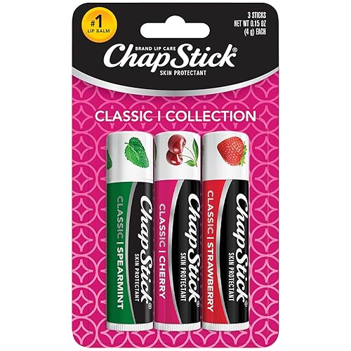 ChapStick Lip Care Set, Classic Collection 3-Pack - Spearmint, Cherry, and Strawberry Lip Balm, 0.15 Oz Ea Beauty & Personal Care ChapStick