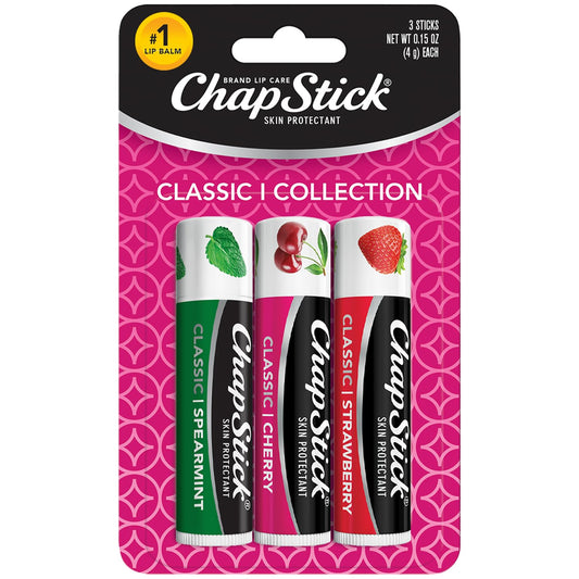 ChapStick Lip Care Set, Classic Collection 3-Pack - Spearmint, Cherry, and Strawberry Lip Balm, 0.15 Oz Ea Beauty & Personal Care ChapStick