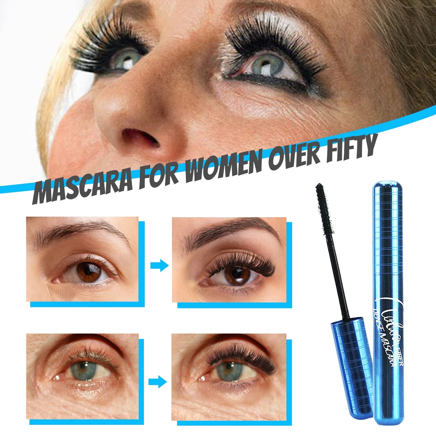 Mascara for Older Women 60 Plus, Mascara for Seniors with Thinning Lashes, Hypoallergenic Sensitive Eyes, Black Volume and Length, Waterproof Smudge Beauty and Personal Care dootdott
