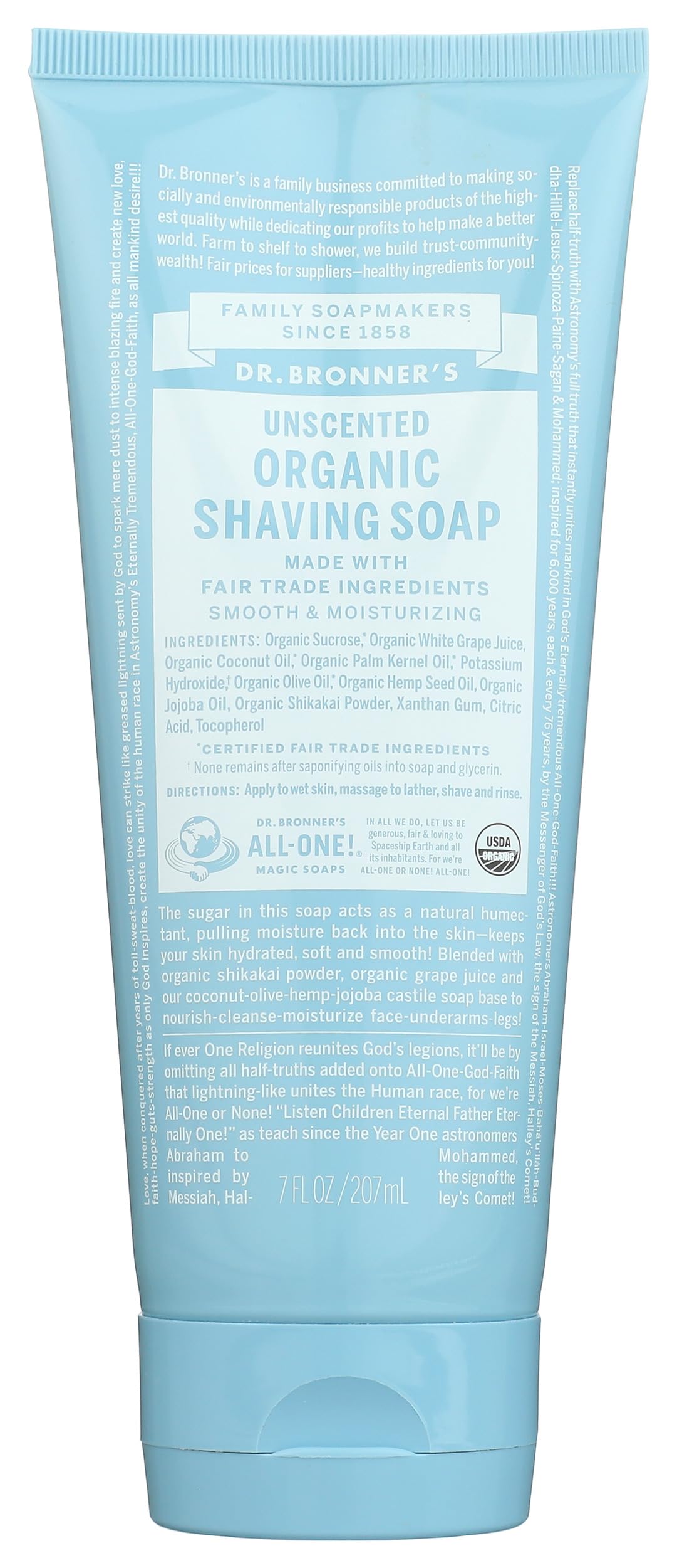 Dr. Bronner's Magic Organic Shaving Soap Gel Unscented 7 fl oz Beauty & Personal Care Dr. Bronner's