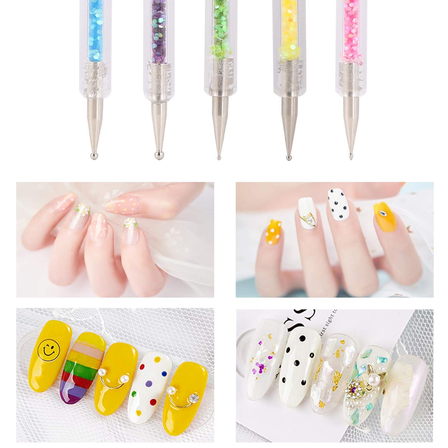 Nail Art Brushes 5 Pcs Double Ended Fine Nail Liner Brush Dotting Pen Nail Gel Polish Detail Drawing Tools Beauty & Personal Care Beauty Max