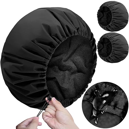 Sheomern 2 Pcs 13.5" Dual Waterproof Adjustable Terry Lined Shower Cap for Women Men, Large Shower Caps Reusable EVA Double Layer Bath Cap for Braids Beauty & Personal Care SHEOMERN