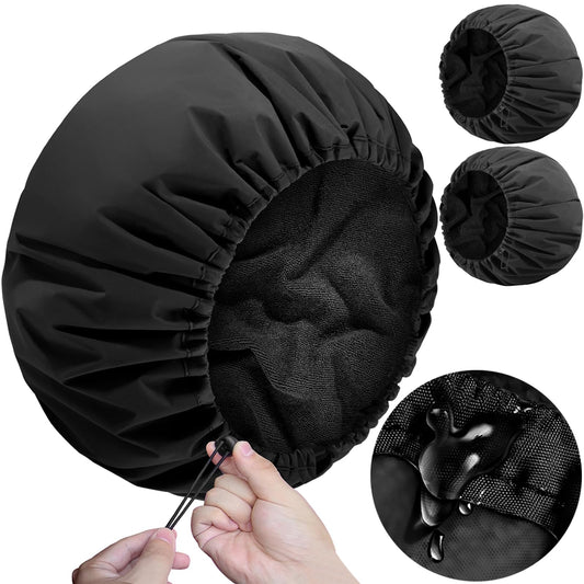 Sheomern 2 Pcs 13.5" Dual Waterproof Adjustable Terry Lined Shower Cap for Women Men, Large Shower Caps Reusable EVA Double Layer Bath Cap for Braids Beauty & Personal Care SHEOMERN