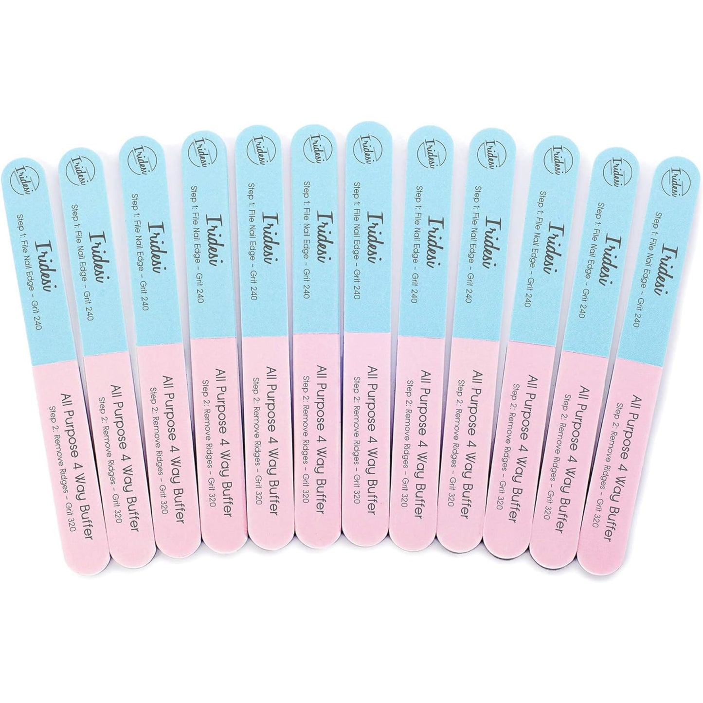 Iridesi 4 Way Finger Nail File and Buffer, Emery Boards for Natural Nails, 4 Fingernail Files in 1, Professional Filer Board and Shiners, 7 Inches Beauty & Personal Care Iridesi