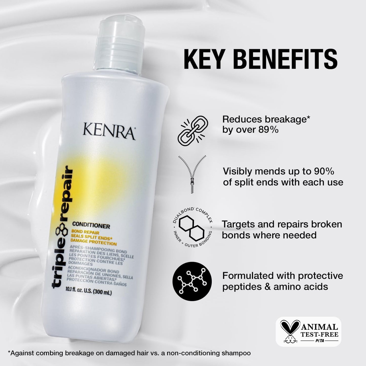 Kenra Triple Repair Shampoo/Conditioner Set | Targets & Repairs Weak or Broken Bonds | Split Ends | Damaged Hair | Bond Builder | Sulfate-Free | 10.1 Beauty & Personal Care Kenra