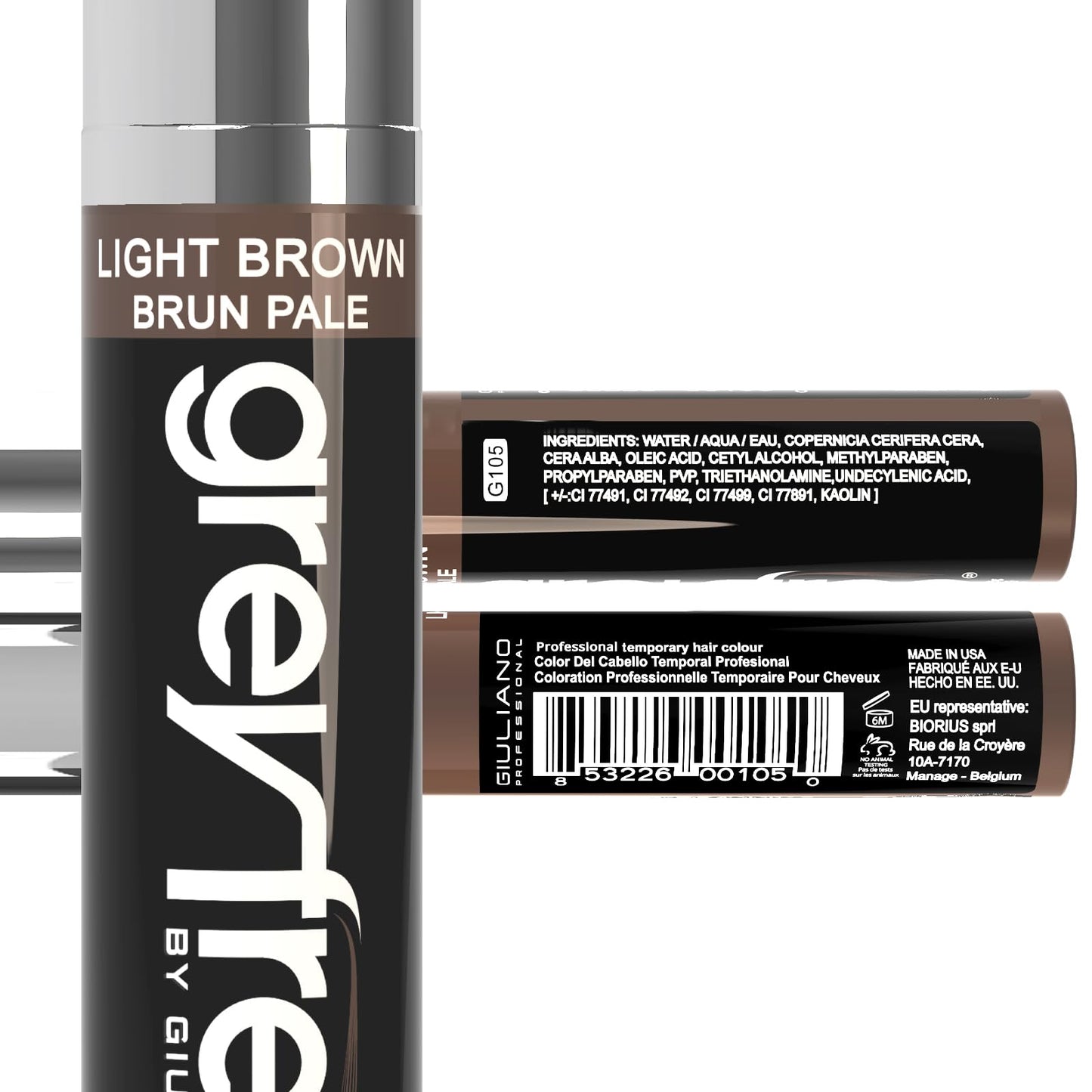 Greyfree Hair Mascara Root Touch-Up for Gray Hair | Precision Hairline Concealer for Brows & Beard (LIGHT BROWN) Beauty & Personal Care Greyfree