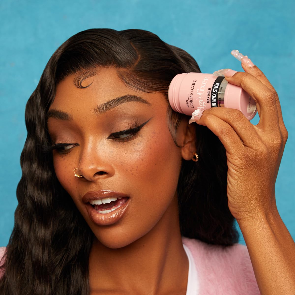 KISS COLORS & CARE Hair Wax Stick, 2.47 OZ (Sweet Peach) - Effortless Edge Styling, 24 Hour Hold, Non-Oily, Flake-Free, Biotin B7 & Shea Butter, Sleek Beauty & Personal Care KISS COLORS & CARE