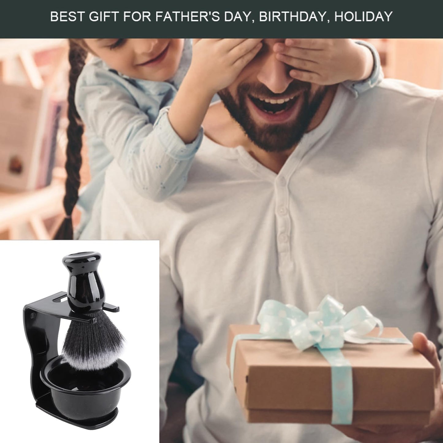 2Set Shaving Kit for Men, 3 in 1 Shaving Set Includes Portable Beard Brush Cream Bowl and Stand Beard Style Tool for Home Travel Beauty and Personal Care Beufee