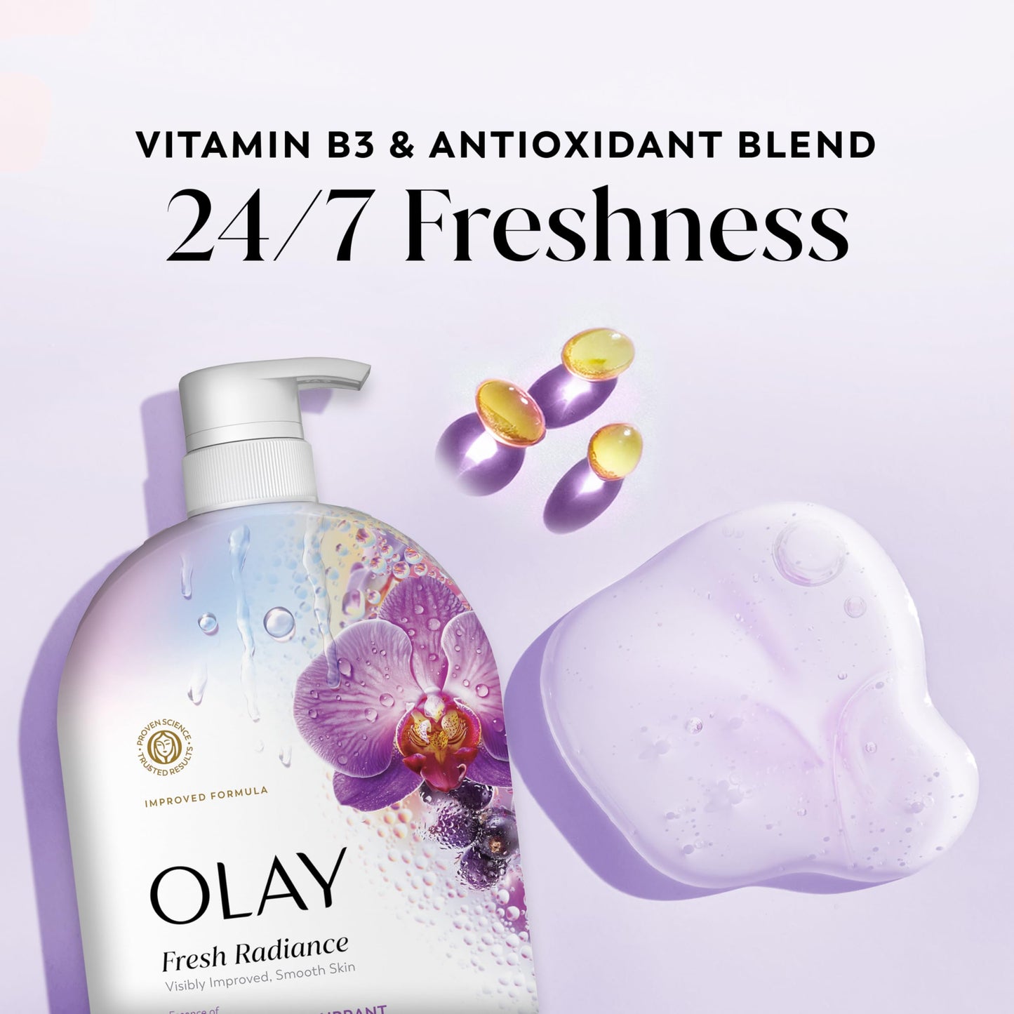 Olay Body Wash for Women, Fresh Radiance, 24/7 Skin-Loving Freshness, Visibly Radiant, Plant Based Cleansers, Vitamin B3 & Antioxidant Blend, For All Beauty & Personal Care Olay