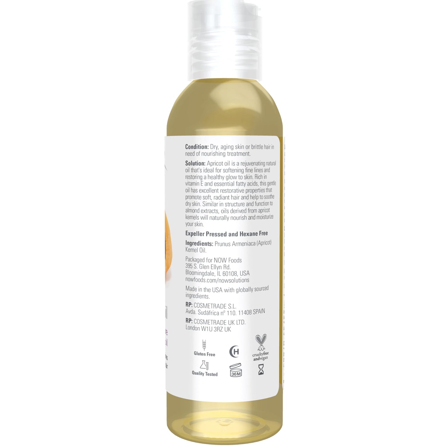 NOW Foods Solutions, Apricot Kernel Oil, Hair Moisturizer, Rejuvenating Skin Oil, Softens Fine Lines, 4-Ounce Beauty & Personal Care NOW Foods