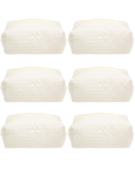 Cozy Makeup Bag for Women,Zipper Cosmetic Pouch,Embroidery Daisy,6 Pack Beauty and Personal Care PAZIMIIK Default Title
