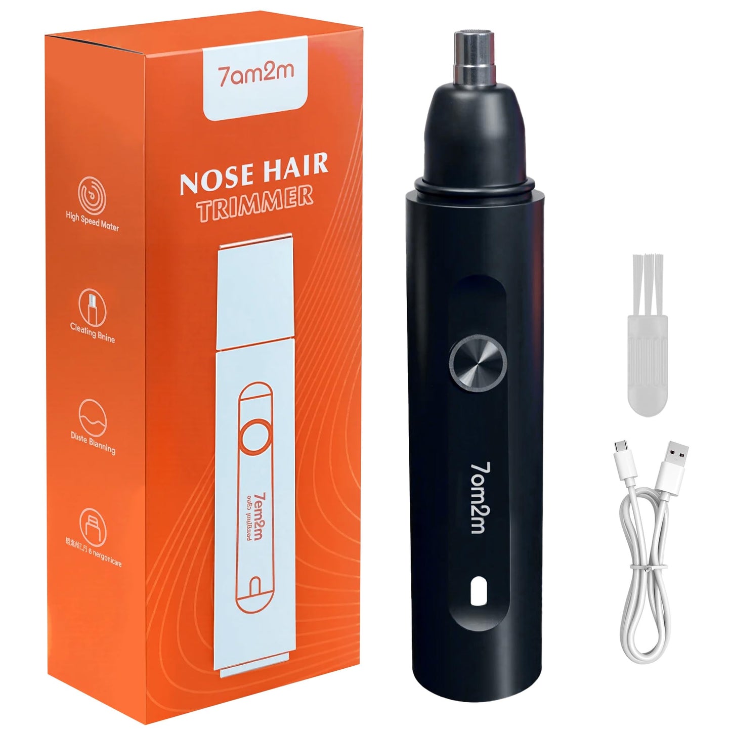 7AM2M Personal Care Electric Nose and Ear Hair Trimmer - Rechargeable, 9000 RPM High-Speed Precision Cutting, Detachable Washable Blade, Portable Beauty and Personal Care 7AM2M