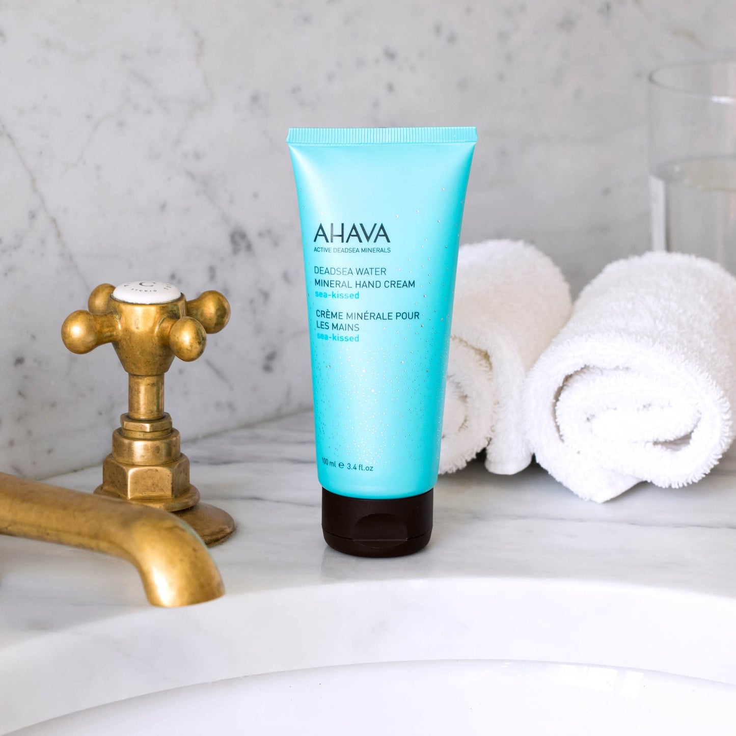 AHAVA Dead Sea Water Mineral Hand Cream, Sea-Kissed - Hand Moisturizer For Dry Cracked Hands, Light & Fast Absorbing, Enriched with Dead Sea Mineral Beauty & Personal Care AHAVA