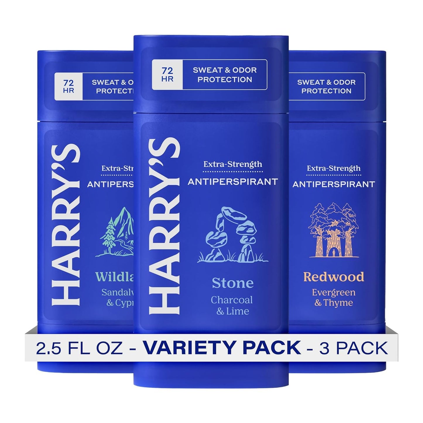 Harry's Extra-Strength Antiperspirant Deodorant, Sweat & Odor Control Antiperspirant for Men, Variety Pack - Stone, Redwood, Wildlands Beauty & Personal Care Harry's