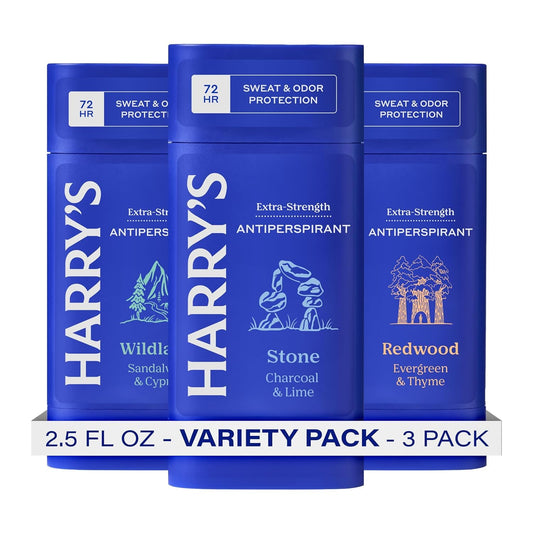 Harry's Extra-Strength Antiperspirant Deodorant, Sweat & Odor Control Antiperspirant for Men, Variety Pack - Stone, Redwood, Wildlands Beauty & Personal Care Harry's
