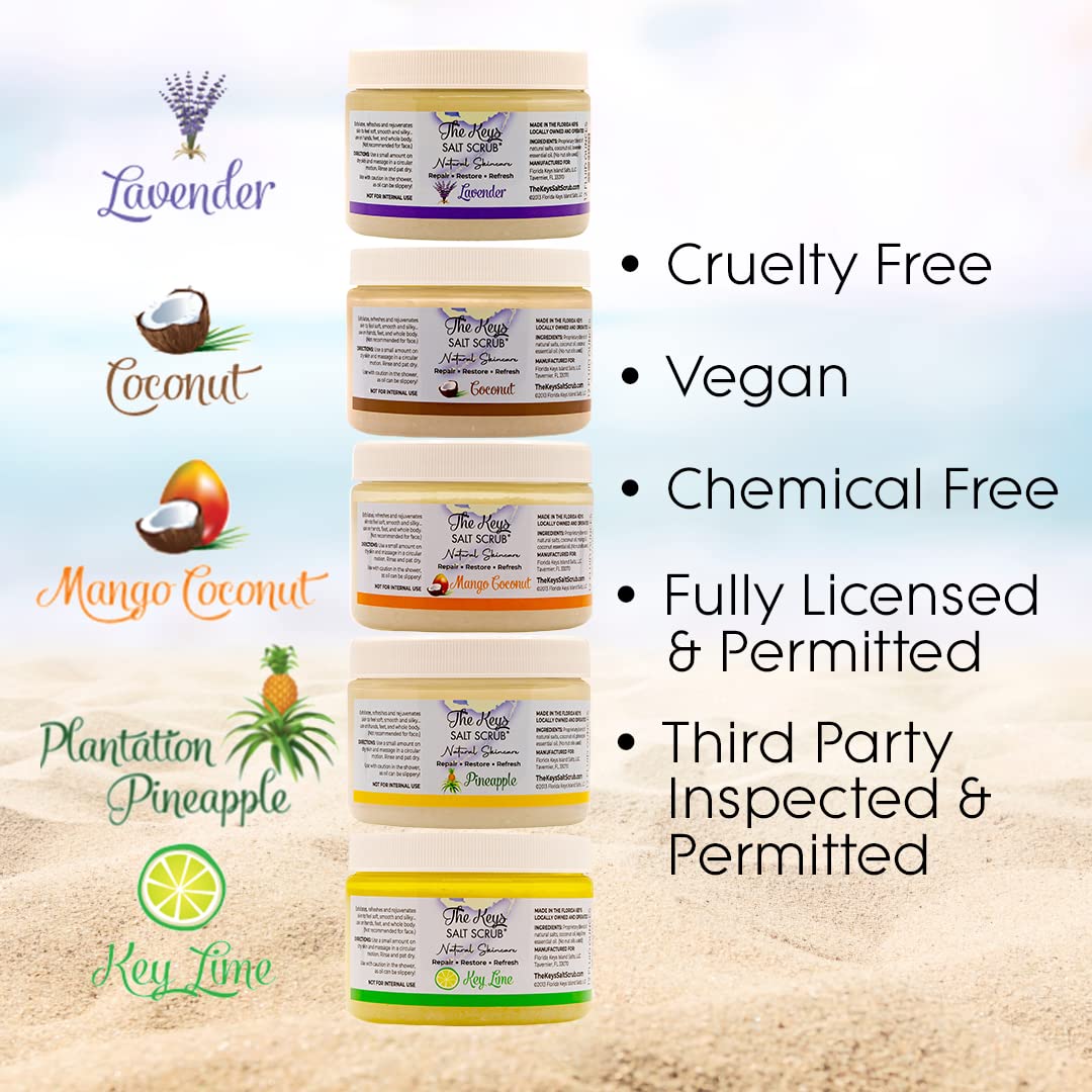 The Keys Salt Scrub -Sea Salt Scrub - Exfoliating Body Scrub with Wooden Spoon - Moisturizing Exfoliator for Hands, Foot, Bath, (12 Ounce (Pack of 3) Beauty & Personal Care The Keys Salt Scrub
