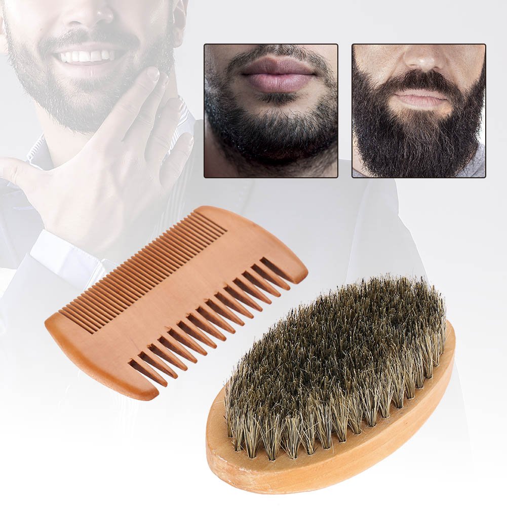 Men's Beard and Mustache Care Kit - Oval Brush, Comb, Grooming Tools for Softening, Conditioning, and Cleaning Beauty & Personal Care Sonew