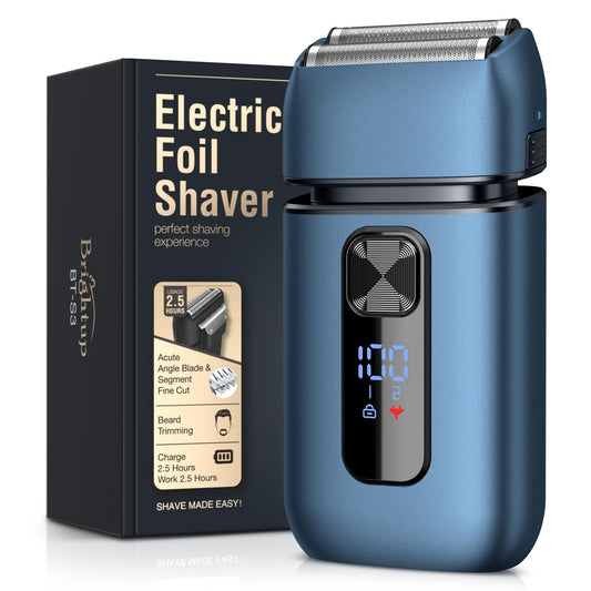 Brightup Foil Shaver Electric Razor & Shavers for Men with Trimmer[150 Min Runtime], IPX6 Waterproof Double Floating Blades for Shaving Face Beauty and Personal Care Brightup