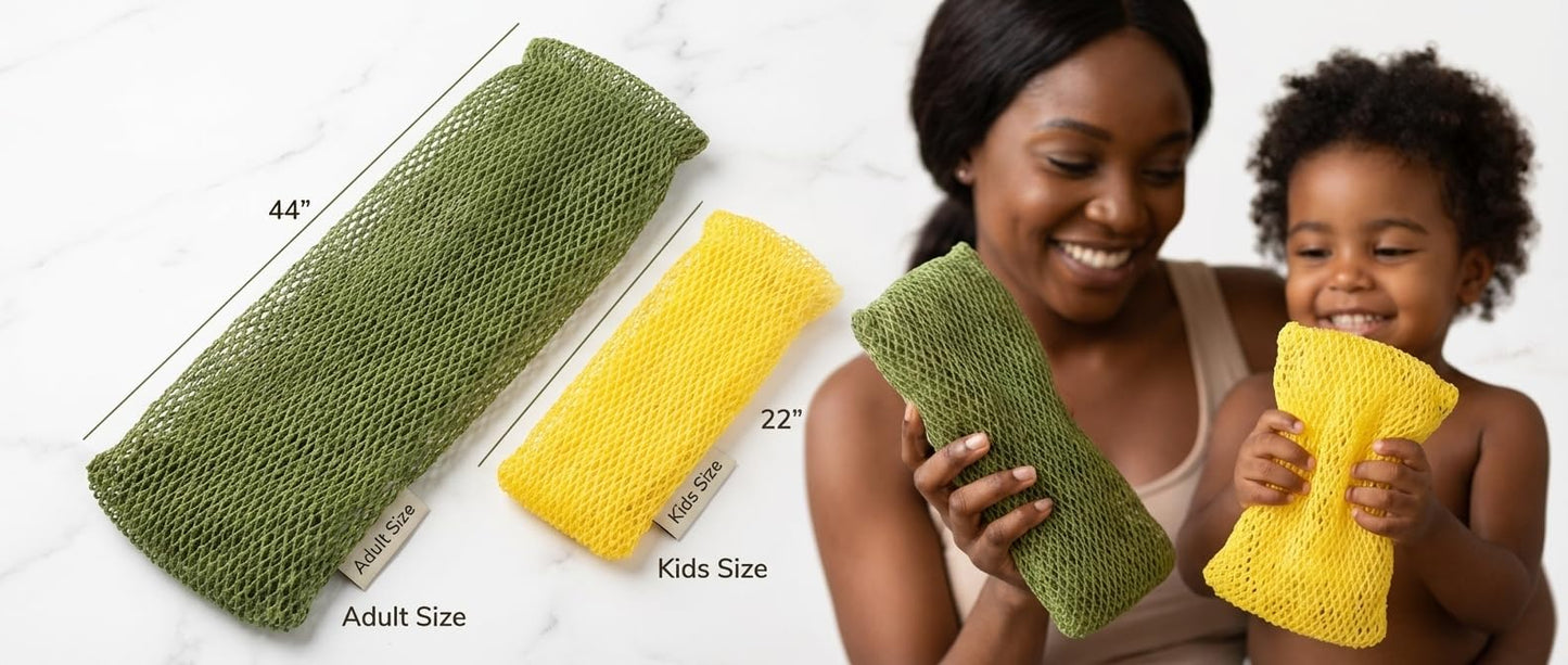 exfoliating washcloth African net Sponge Authentic with Knots, Real, Long, exfoliating net Sponge with 22 Colors Available Made for Both Men and Women Beauty and Personal Care AFRICANA BEAUTY