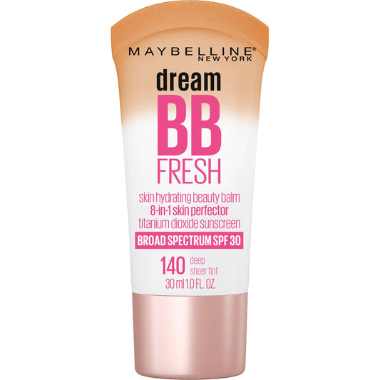 MAYBELLINE Dream Fresh Skin Hydrating BB Cream, 8-in-1 Skin Perfecting Beauty Balm With Broad Spectrum Spf 30, Sheer Tint Coverage, Oil-Free, Deep, 1