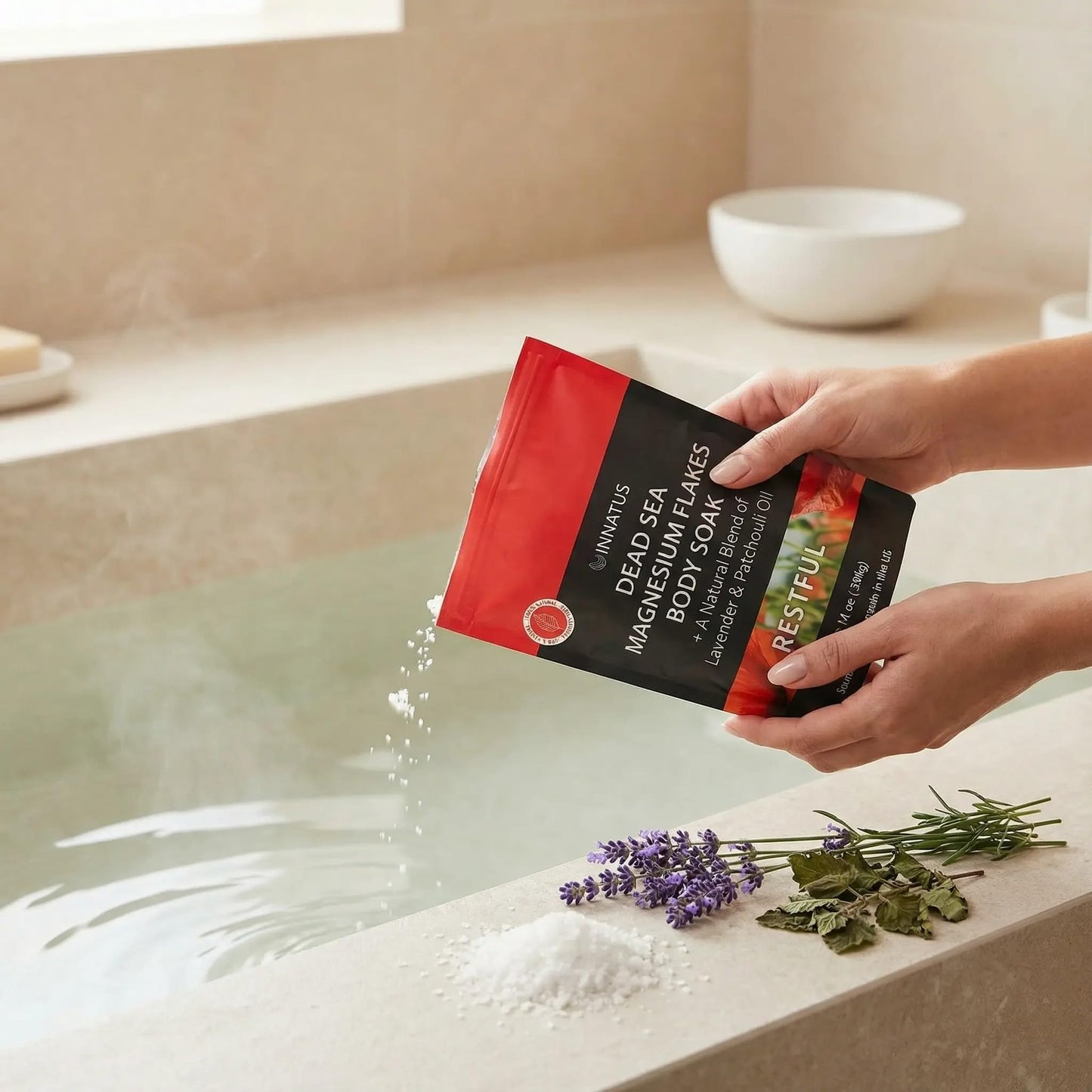 Pure Dead Sea Magnesium Flakes Restful Soak - Relaxing & Replenishing 14oz Bath Soak -Infused with Natural Oils for Deep Sleep & Muscle Relief Beauty and Personal Care INNATUS