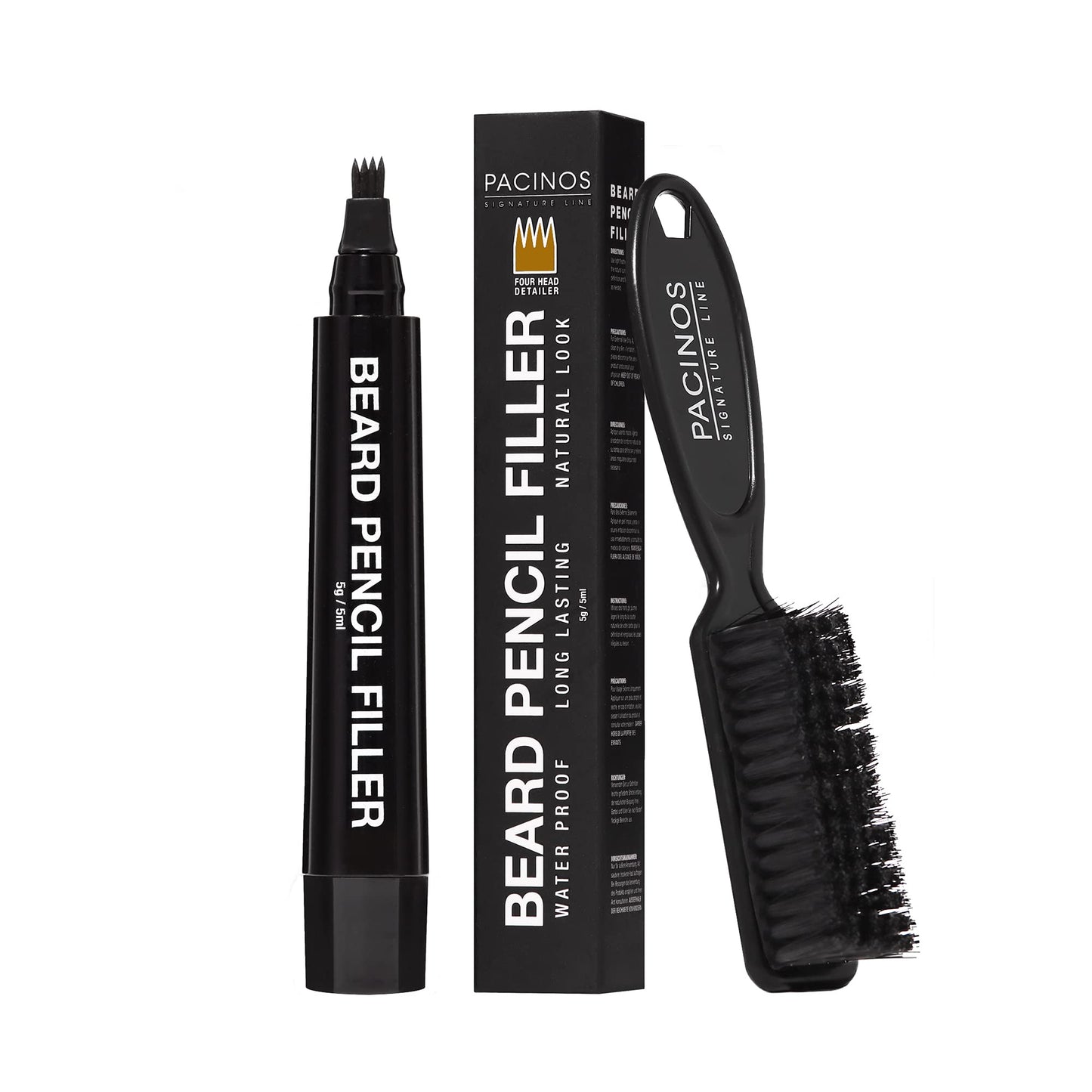 Pacinos Beard Pencil Filler - Water Proof, Long Lasting Coverage & Natural Finish - Beard, Moustache & Eyebrows - Micro-Fork Tip for Seamless Beauty & Personal Care Pacinos