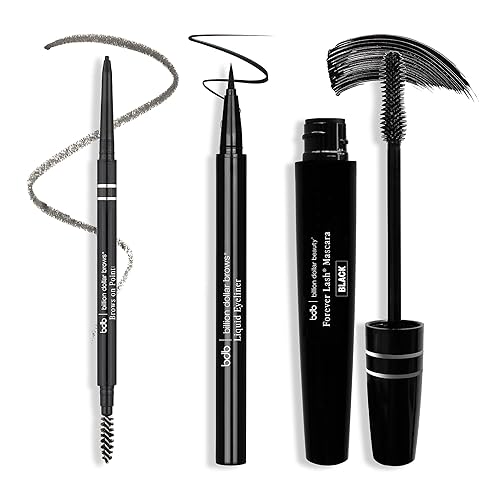bdb Universal Eyebrow Kit - Eyebrow Pencil, Liquid Eyeliner & Mascara, Long-Lasting, Waterproof, Raven Black Beauty & Personal Care billion dollar brows