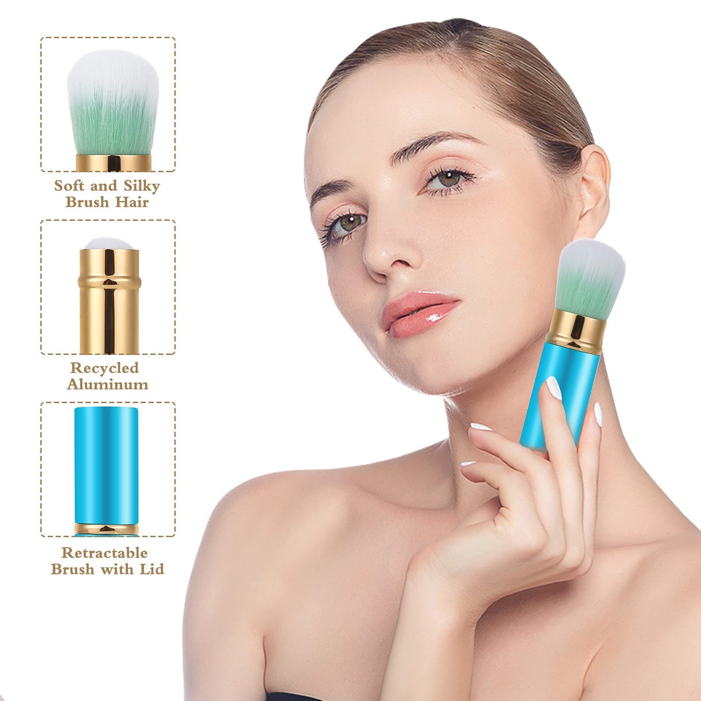 Falliny Retractable Makeup Brush, Travel Kabuki Face Blush Brush, Portable Powder Foundation Sunscreen Brush with Cover for Blush, Bronzer, Buffing Beauty & Personal Care Falliny