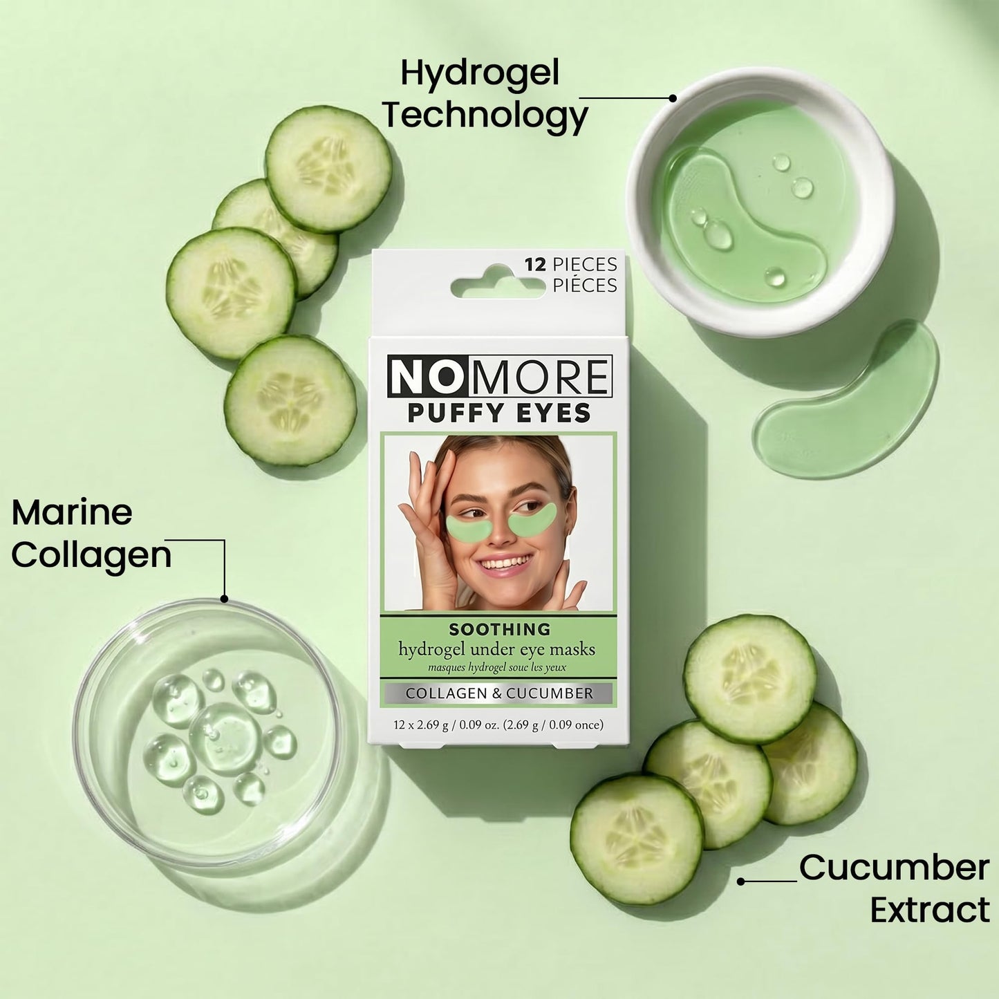 Danielle Creations Anti-Puffiness Puffy Under Eyes No More Hydrogel Undereye Masks for Dark Circles with Collagen & Cucumber, 6 Pairs Beauty & Personal Care DC DANIELLE