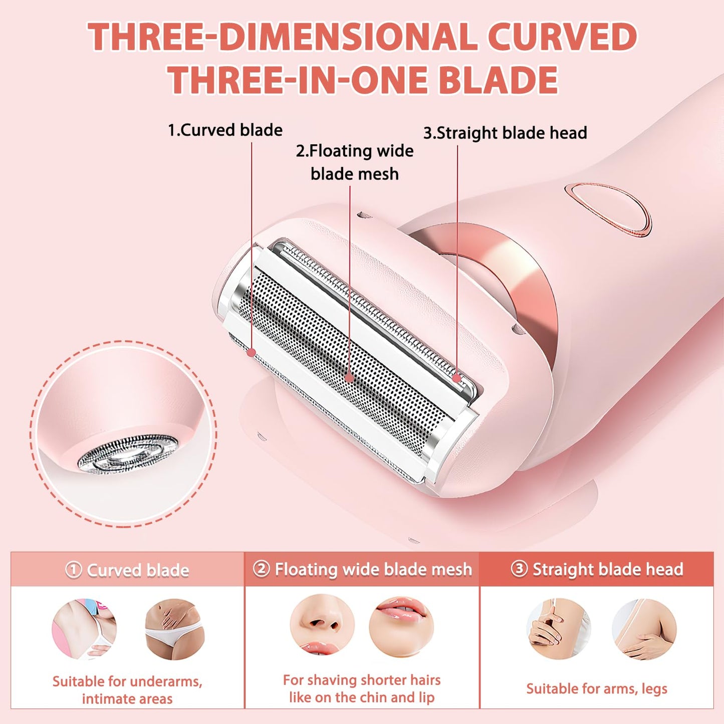 Dusk Glide Pro 3.0 Waterproof Electric Razor for Women - 2 in 1 Shaver, Wet & Dry (Pink) Beauty and Personal Care nuvirez