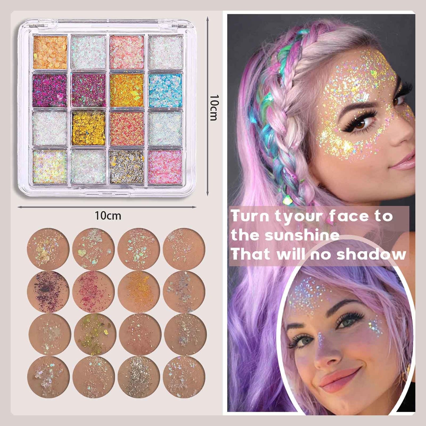 ZFFKZ 16-Color Holographic Body Glitter Gel Palette - Long-Lasting Glitter for Face, Eyes, Hair & Nails - Easy Pickup & Wash-Off - Vegan, Cruelty-Free Beauty & Personal Care zffkz