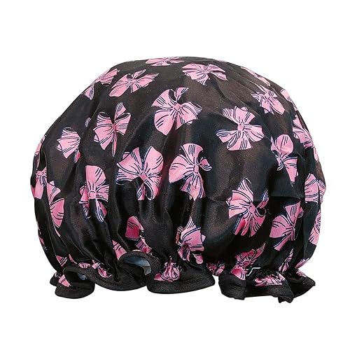 allydrew Reusable Women's Waterproof Shower Caps for Long Hair, Pink Bows Beauty & Personal Care allydrew