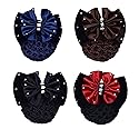 iRIIRIO 4pcs Women Hair Clips With Bows Hair Bun Cover Barrettes Net Snood Hairnet Lace Bow Bow-knot Decor Hair Clip Hairnet Mother's Day Gift Beauty & Personal Care iRIIRIO
