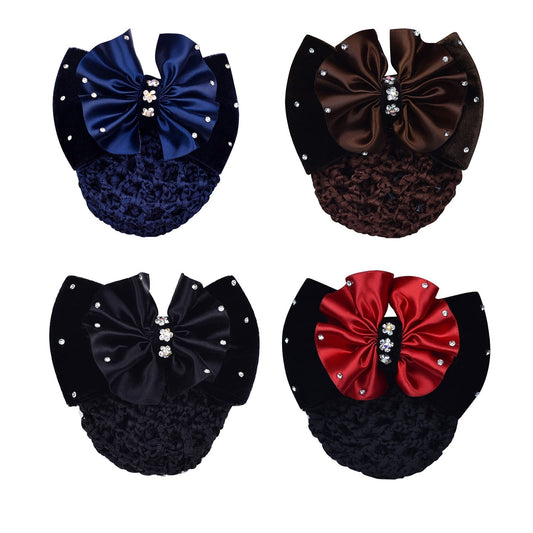 iRIIRIO 4pcs Women Hair Clips With Bows Hair Bun Cover Barrettes Net Snood Hairnet Lace Bow Bow-knot Decor Hair Clip Hairnet Mother's Day Gift Beauty & Personal Care iRIIRIO