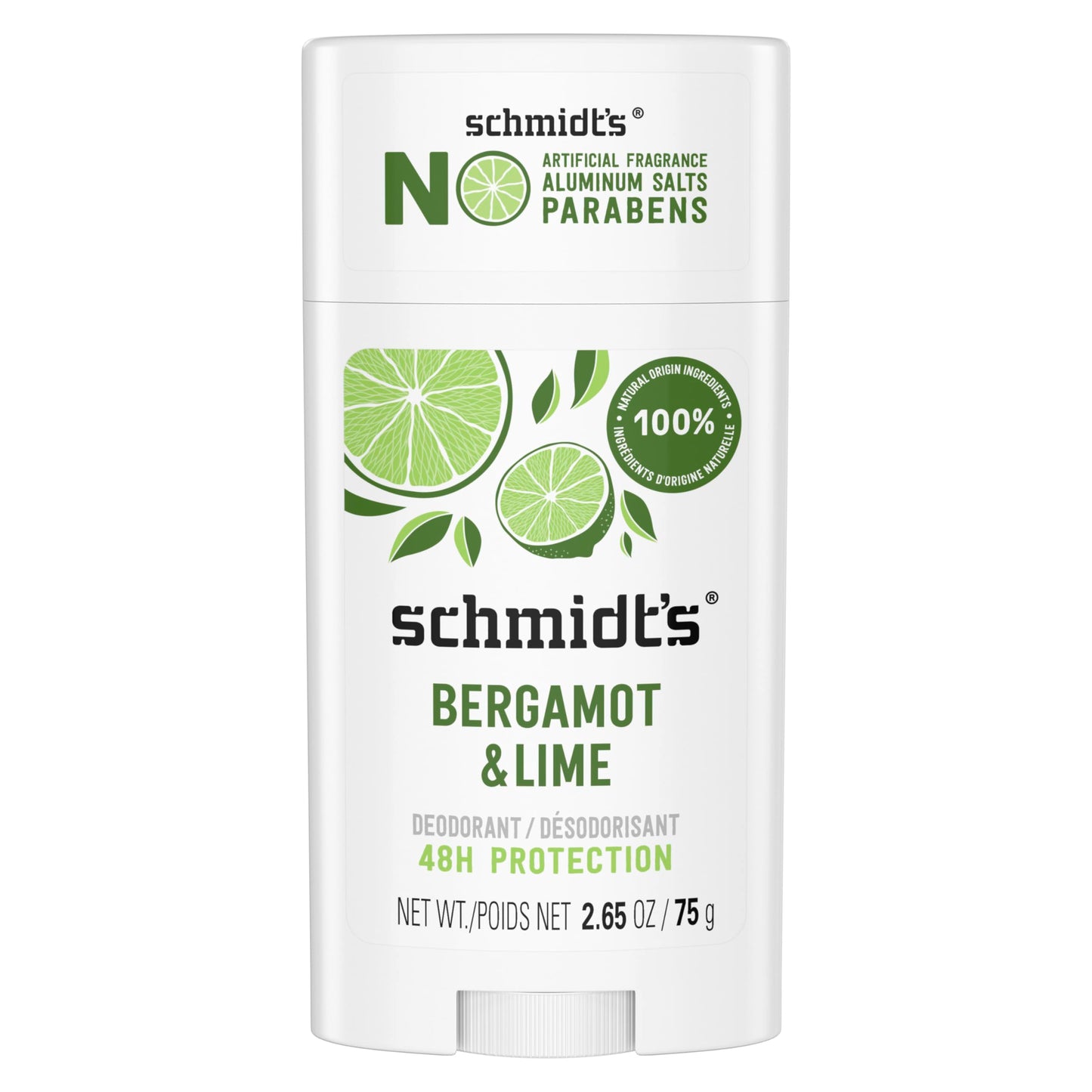 Schmidt's Aluminum-Free Vegan Deodorant Bergamot & Lime for Women and Men, with 24 Hour Odor Protection, Natural Ingredients, Cruelty-Free, 2.65 oz Beauty and Personal Care Schmidt's