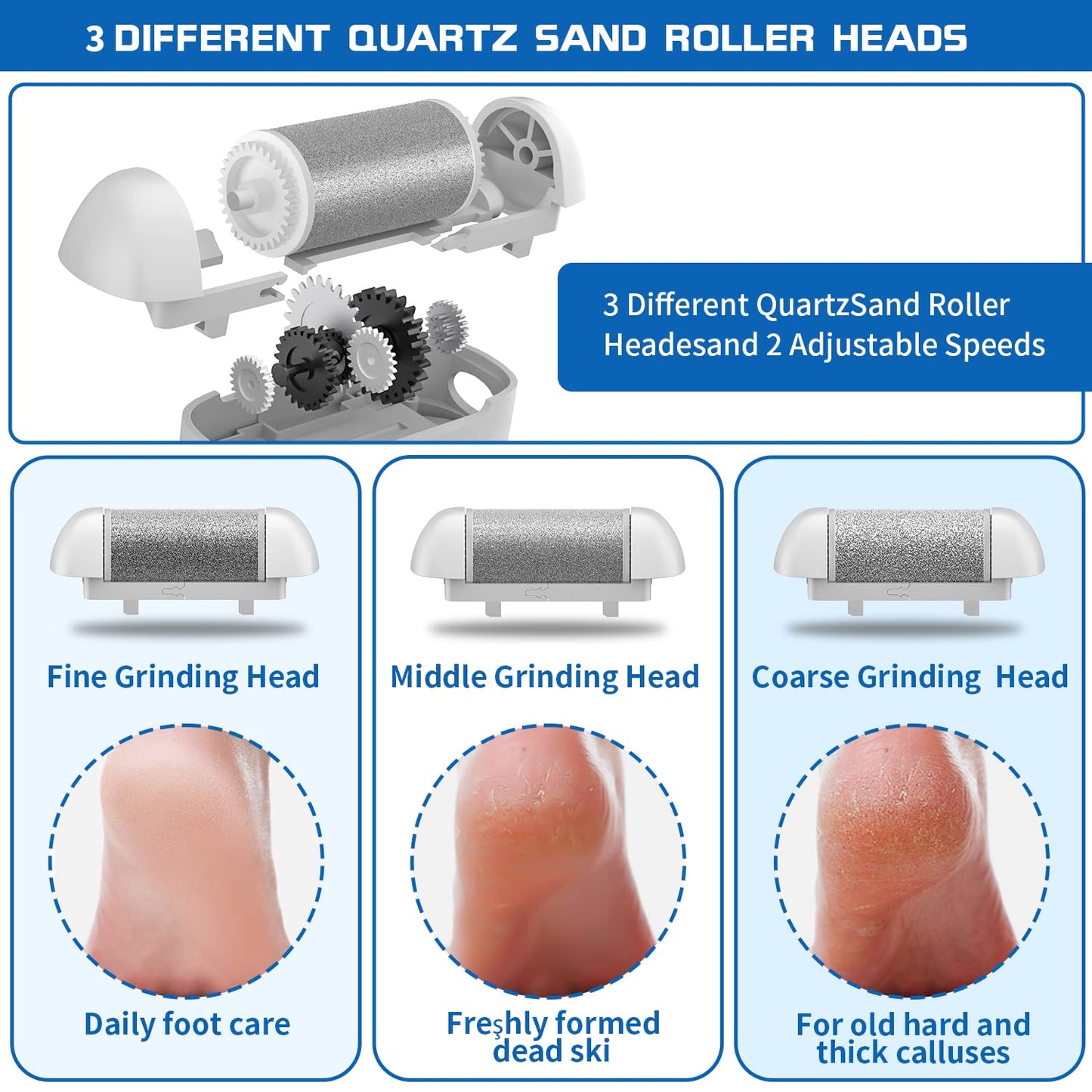 Electric Foot Callus Remover, Rechargeable Portable Electronic Foot File Pedicure Kits, Waterproof Foot Scrubber File, Professional Pedicure Tools Beauty & Personal Care Geopu
